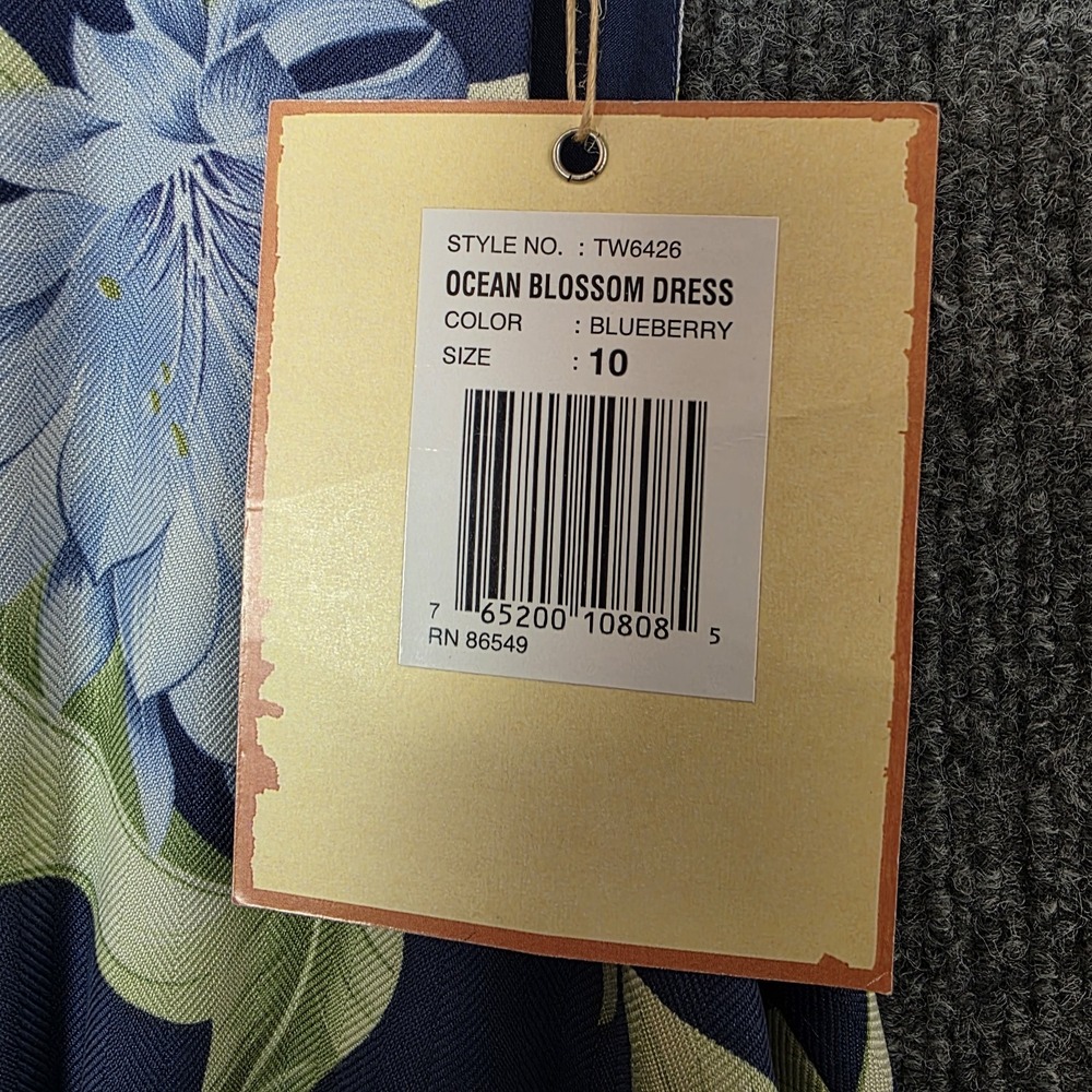 NEW Tommy Bahama 100% Silk Floral Dress 10 Blue Hawaiian Resort Midi Vacation - Picture 5 of 7